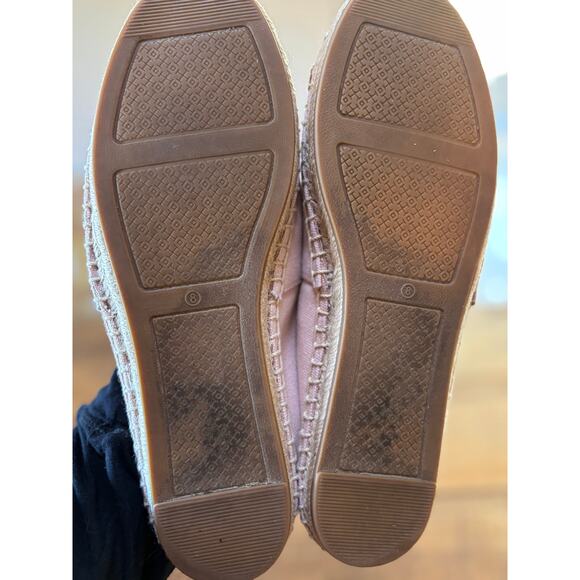 Tory Burch Poppy Espadrille Canvas Leather Tan Logo Womens Flat Shoes Size 8 - Picture 7 of 11